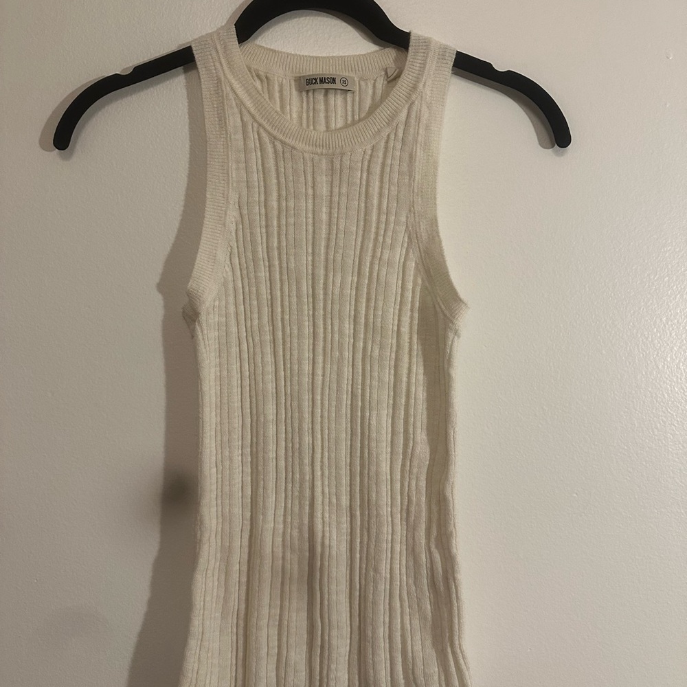 Buck Mason Tan Ribbed Fitted Tank Top